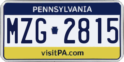PA license plate MZG2815