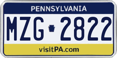 PA license plate MZG2822