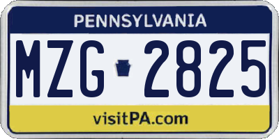 PA license plate MZG2825