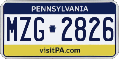 PA license plate MZG2826