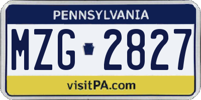 PA license plate MZG2827