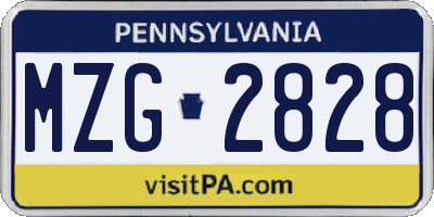 PA license plate MZG2828