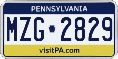 PA license plate MZG2829