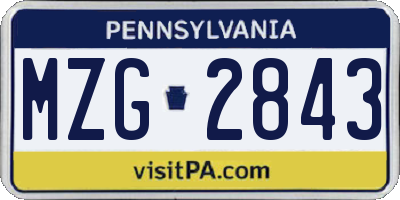 PA license plate MZG2843