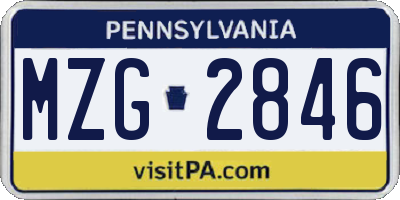 PA license plate MZG2846