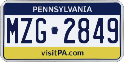 PA license plate MZG2849