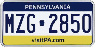 PA license plate MZG2850
