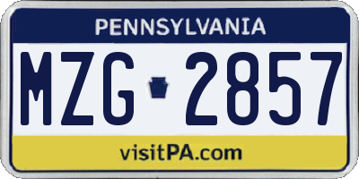 PA license plate MZG2857