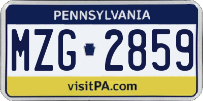 PA license plate MZG2859