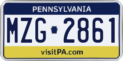 PA license plate MZG2861