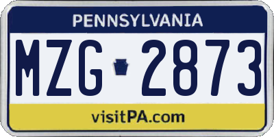 PA license plate MZG2873