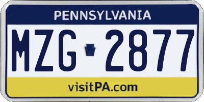 PA license plate MZG2877