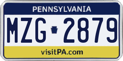 PA license plate MZG2879