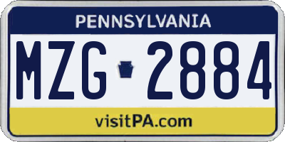 PA license plate MZG2884
