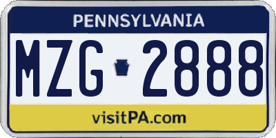 PA license plate MZG2888