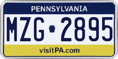 PA license plate MZG2895