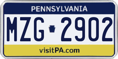 PA license plate MZG2902