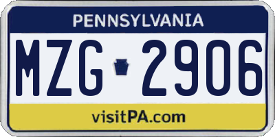 PA license plate MZG2906