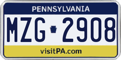 PA license plate MZG2908