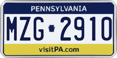 PA license plate MZG2910