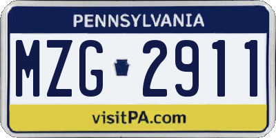 PA license plate MZG2911