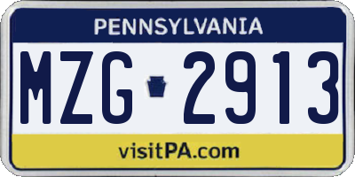 PA license plate MZG2913