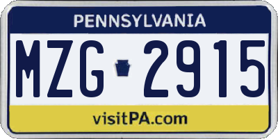 PA license plate MZG2915
