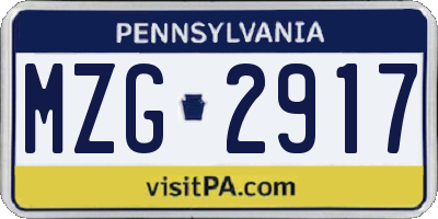 PA license plate MZG2917