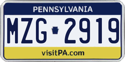 PA license plate MZG2919