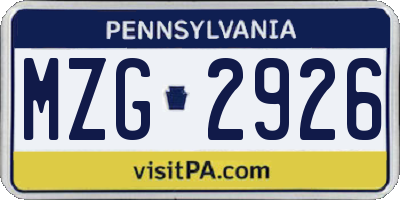 PA license plate MZG2926