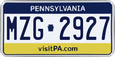 PA license plate MZG2927