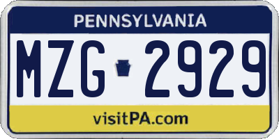 PA license plate MZG2929