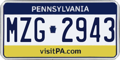 PA license plate MZG2943