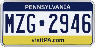 PA license plate MZG2946
