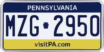 PA license plate MZG2950
