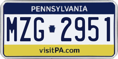 PA license plate MZG2951