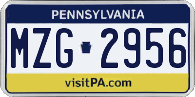PA license plate MZG2956