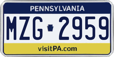 PA license plate MZG2959