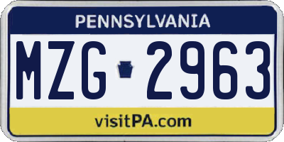 PA license plate MZG2963