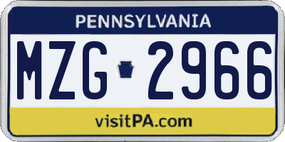 PA license plate MZG2966