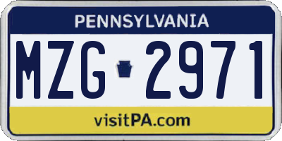 PA license plate MZG2971