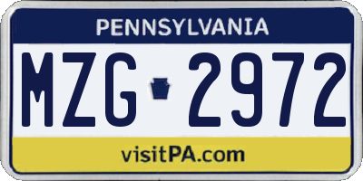 PA license plate MZG2972