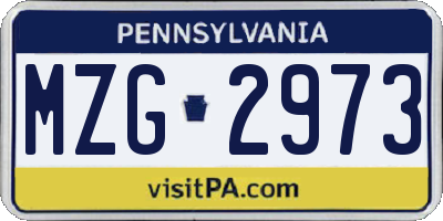 PA license plate MZG2973