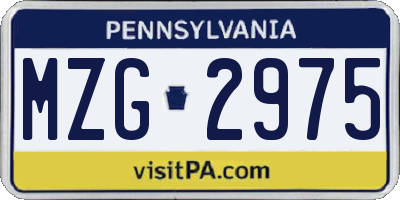 PA license plate MZG2975