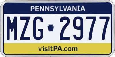PA license plate MZG2977