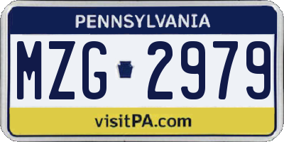 PA license plate MZG2979