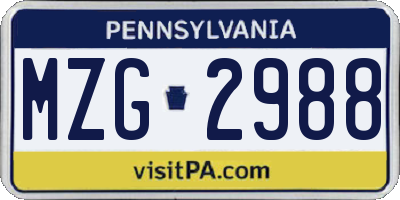 PA license plate MZG2988