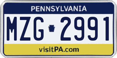 PA license plate MZG2991