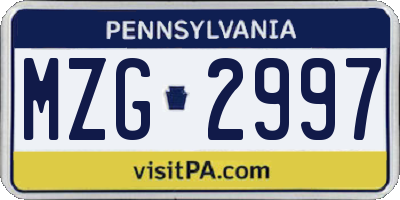 PA license plate MZG2997