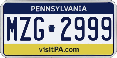 PA license plate MZG2999